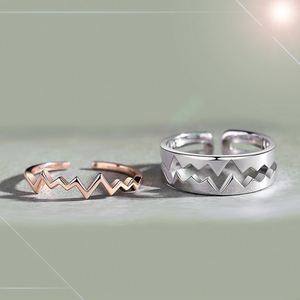 Bague de couple Cœur battant, Bijoux fins, Design 2-en-1, Bagues de mariage personnalisées en argent 925 pour homme et femme - Product Image 6