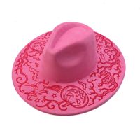 Nouvel Arrivage Chapeau Fedora à Large Bord pour Femme, Gravé au Laser, Motif Citrouille Sorcière d'Halloween, en Feutre, pour Fête et Déguisement