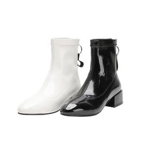 Nuovi Stivali da Donna Stile Britannico con <span class=keywords><strong>Tacco</strong></span> <span class=keywords><strong>Medio</strong></span> e Spesso, Bianchi, per Primavera e Autunno - Product Image 1