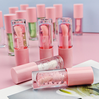 Huile à lèvres repulpante rose végane transparente, gloss à lèvres brillant de haute qualité, étiquette privée personnalisée, aromatisation, double couleur, mignon, vente en gros, prix bas