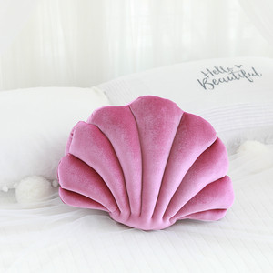 Venta al por mayor de felpa Seashell Almohada Terciopelo azul Sea Shell Cojín de felpa Sea Ocean Shell Shaped Pillow - Product Image 4