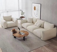 Modernes Design Wohnmöbel Brotförmiges Weißes Bouclé 3-Sitzer Sofa Set Sektional Samt Stoff Wohnzimmer Schwamm Lagerware