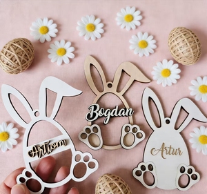 Etiquetas Personalizadas <span class=keywords><strong>para</strong></span> Cestas de Conejitos de <span class=keywords><strong>Pascua</strong></span>, Adornos Colgantes de Madera <span class=keywords><strong>para</strong></span> Regalos - Product Image 6