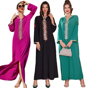 2227 도매 중동 모로코 후드 이슬람 패션 abaya 드레스 2022 이드 두바이 이슬람 의류 kaftan abaya 여성