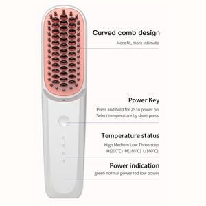New Design Portable <b>Wireless</b> Electric USB Rechargeable Mini Ionic Hair Straightener Comb Brush - Product Image 2
