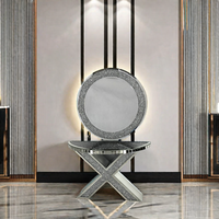 Foshan Nouveau Bon Meubles de Luxe Moderne Design Européen MDF Demi-Cercle Miroir Console Table Maison Salon Hall Polyvalent