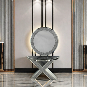 Foshan nuovo buon arredamento di lusso moderno Design europeo MDF semicerchio Console a specchio tavolo casa soggiorno sala Versatile - Product Image 2