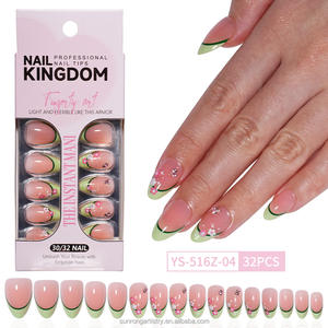 Nouvelles capsules d'ongles portables transfrontalières, style manucure française, autocollants <span class=keywords><strong>pour</strong></span> nail art, ensemble d'ongles artificiels - Product Image 2