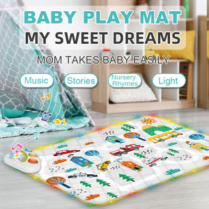 Tapis d'éveil musical <span class=keywords><strong>pour</strong></span> bébé avec histoires de <span class=keywords><strong>comptines</strong></span>, tissu en coton, musique et éclairage - Tapis d'activités <span class=keywords><strong>pour</strong></span> nourrissons - Product Image 1