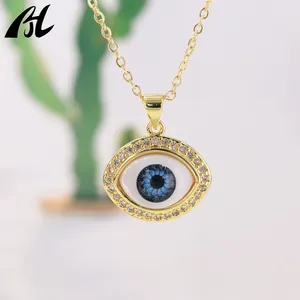 Trendy Party Jewelry Vintage Turkish Lucky Blue Evil Eye Lucky Clavicle Chain Women Pendant Necklace