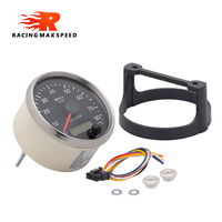 Tachometer Universal 85MM, pengukur Amber/putih cahaya RPM 0-8000RPM 12V/24V Tacho Meter dengan LCD jam pasir untuk mobil