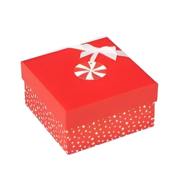 Caja de regalo roja personalizada, paquete de regalo de Navidad, cajas de papel con etiquetas colgantes