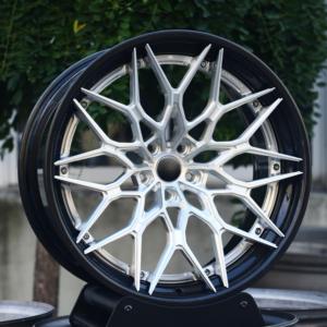 Jantes en fibre de carbone forgées en deux parties HTOR 18-23 pouces, jantes de voiture en fibre de carbone 5X112, noir brossé et argenté pour M2/M3/M4 - Product Image 1