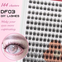 Extensions de cils individuels DIY, Cils en grappe, Colle et fixateur pour cils, Cils segmentés courbure C D, Pré-coupés, Kit de cils en grappe DIY, Marque privée