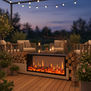 <span class=keywords><strong>Chimenea</strong></span> Eléctrica Empotrada con Pantalla LCD - Diseño Moderno, Efectos de Llama Multicolor, Calefacción Ajustable, Control Remoto, Certificación CE - Product Image 3