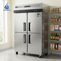 Congélateur commercial à quatre portes vertical en acier inoxydable, équipement de réfrigération pour cuisine d'hôtel, fourni par l'usine BANGMAOL