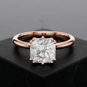 Elegant Luxury <b>Cushion</b> Cut E VVS2 IGI Certified Lab Grown Solitaire Engagement Ring 14K Solid Gold 7.02mm Unique Double Ring - Product Image 3