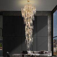 Lustre en verre moderne de grande taille, design le plus récent, lumière LED décorative de style château, lampe de haute qualité, foyer, commande par application/télécommande, 3 ans