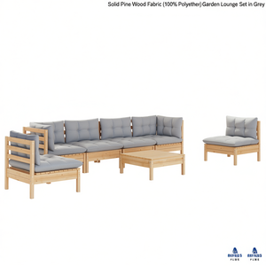 Ensemble de salon de jardin en pin massif gris, 6 places, mobilier d'extérieur de style contemporain, résistant aux intempéries - Product Image 1