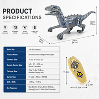Mainan Dinosaurus RC K40-2 Isi Ulang Grosir, Robot Velociraptor Elektronik Pintar untuk Anak Laki-laki