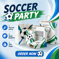 Sac en papier kraft avec logo personnalisé, vente en gros, sac cadeau en papier pour les fans de football, sac de shopping pour hommes et femmes, sac d'emballage écologique