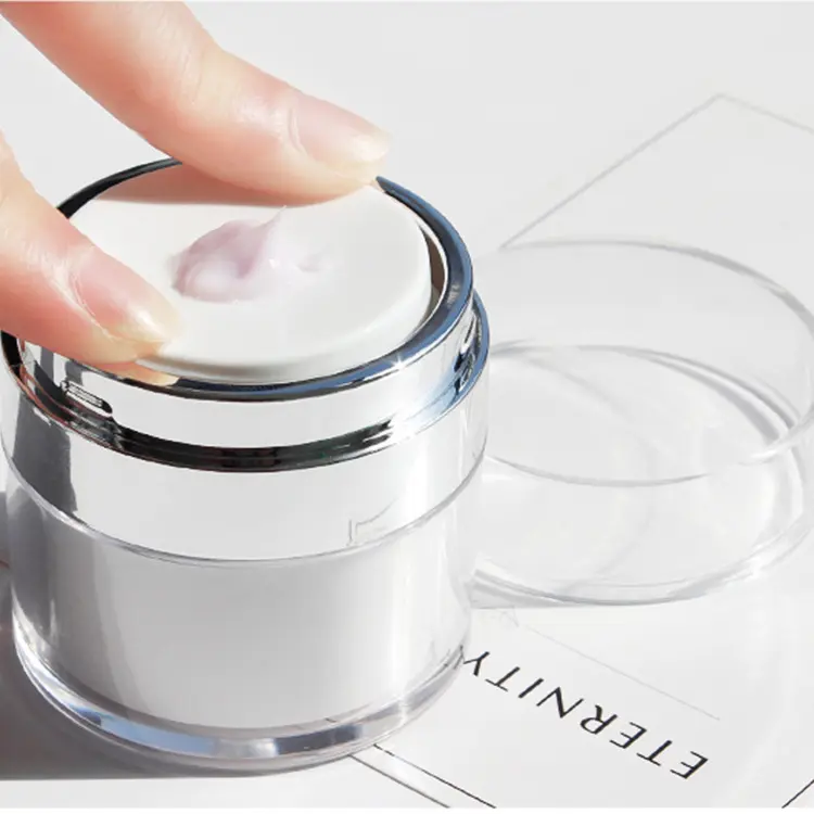 15g 30g 50g Cosmetic Packaging Airless Lotion Bottle Pearl White Acrylic Cosmetic Cream Jar airless pump cream jar 50ml