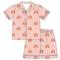 Boutique Kids Girl Short Sleeve Two Piece Pajamas Spring Summer Custom Printing Sleep Wear Set