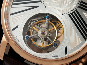 นาฬิกาจักรกลอัตโนมัติที่ทันสมัยและหรูหรา หน้าปัดสลักลาย สายหนังจระเข้สีน้ำตาลด้าน ทูร์บิญองแบบลอยตัว - Product Image 5