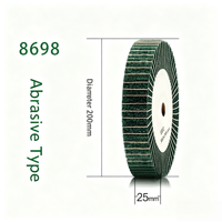 Roue à lamelles en fibre de nylon Fortunebrasive 8'' (200 mm) à dureté moyenne, largeur 50 mm, non tissée, OEM, pour finition de surface en acier inoxydable
