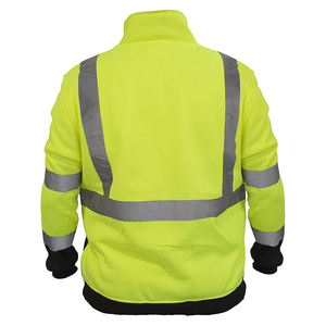 ज़ुजा उच्च दृश्यता सुरक्षा स्वेटर पीले और काले 1/4 जिपर चिंतनशील ऑक्सफोर्ड और कपास वर्कवियर जैकेट - Product Image 2