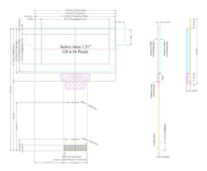 Layar transparan oled kecil 24 pin, resolusi 1.51 "1.54" 128x56 warna biru - Product Image 5