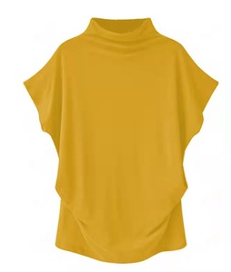 Hot Selling High <b>Neck</b> Short Sleeve Bat Sleeve Loose Women's T-Shirt Top Fashion - Product Image 5