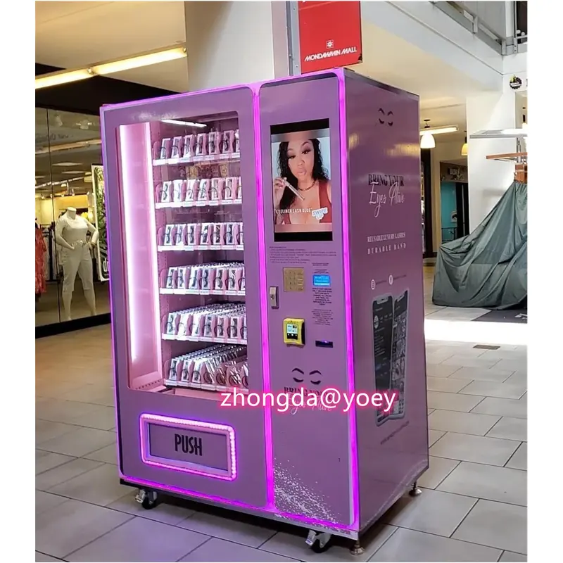 Zhongda人気LEDスクリーンホットカスタムデザインヘアまつげ自動販売機美容自動販売機