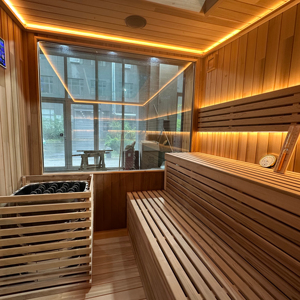 <span class=keywords><strong>Hemlock</strong></span> de Canadá/Construcción de cedro rojo para 4 personas salas de sauna tradicional al aire libre con ducha y vestuario - Product Image 2