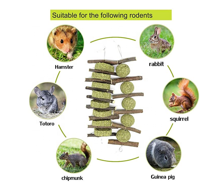 6-Piece Bunny Chew Toy Set - Natural Grass Toys For Rabbits, Hamsters & Small Pets