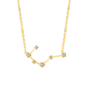 Collana Costellazione Oro con 7 Punti Stellari CZ Pavé, <span class=keywords><strong>Mappa</strong></span> <span class=keywords><strong>Stellare</strong></span> in Metallo, Catena Sottile a O, Gioielli Minimalisti Curvi da Donna - Product Image 6