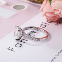 Bague de fiançailles solitaire 2 carats taille coussin à 4 griffes avec pavé, en or massif 10K/14K/18K, diamant de laboratoire certifié IGI, personnalisable