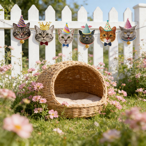 608411 Ghirlanda di Compleanno con Gattini Carini, Striscione con Teste di Gattini Adorabili per Feste a Tema Gatto, Vendita all'Ingrosso - Product Image 3