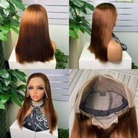 4 #   Peluca frontal SDD 13*4 marrón, súper doble densidad, lisa como un varón