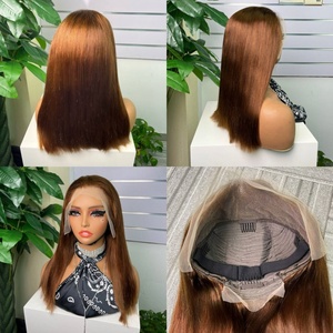 4# <b>Brown</b> SDD 13*4 Frontal Wig Super Double Drawn Bone Straight Wig - Product Image 1
