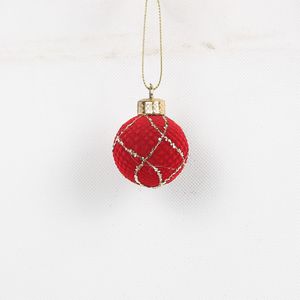 Großhandel Custom 60MM Classic White Diagonal Stripes Shaped Weihnachts schmuck Ball Flock ing Weihnachts kugel mit Pailletten - Product Image 2