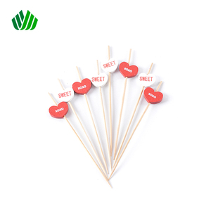 Piques à cocktail en bambou en forme de cœur de 12 cm, écologiques et compostables, pour la Saint-Valentin, les fêtes et la décoration des restaurants - Product Image 1