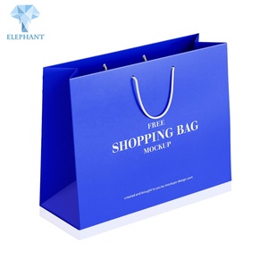 Wholesale Custom Printed Brand Logo Design Luxury Clothing Blue Cardboard Paper Bag - Product Image 1