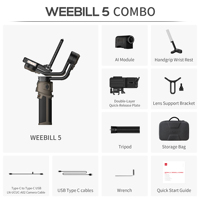 Stabilisateur de caméra Zhiyun Weebill 5 avec suivi IA, portée de 10 m, écran tactile de 1,8 pouces pour la création de contenu