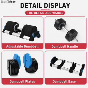 Modern Black Adjustable Dumbells 20kg 40kg Silent <b>Rubber</b> Coated Home Workout Weighted Adjustable <b>Dumbbell</b> Fitness Equipment ZK-A - Product Image 3