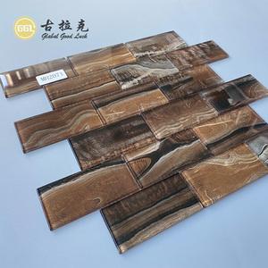 Goodluck กระเบื้องโมเสคแก้วใสสีน้ำตาลสดใส, กระเบื้องอิฐโมเสคผนังห้องน้ำห้องครัวห้องน้ำฝักบัว - Product Image 5