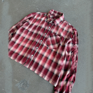 Nieuwe mode op maat gemaakte lange mouwen 100% katoenen overhemdjas met drukknopen en strass steentjes - Product Image 4