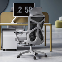 Chaise de bureau ergonomique moderne pivotante avec repose-pieds, support lombaire inclinable, appui-tête réglable, en maille de nylon de luxe