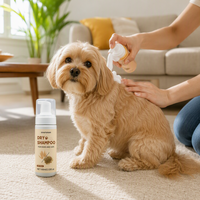 Zourunan 60ml Shampoing Sec Naturel pour Animaux à Base de Plantes Sans Eau Sans Rinçage Mousse pour Chiens et Chats Vente en Gros OEM ODM Usine
