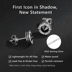 Boucles <span class=keywords><strong>d</strong></span>'oreilles Hip Hop pour Homme, plaqué or 14 carats, avec clous à pointes noirs, zircone cubique ronde, croix, ancre, étoile, style Iced Out, zircone cubique 5A - Product Image 2